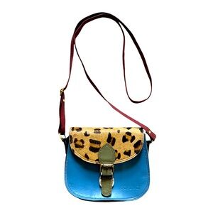 Soruka cheetah print colorful mini crossbody shoulder bag 100% leather